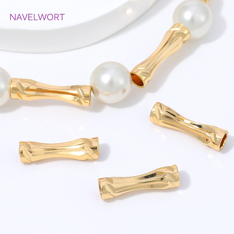 Jewelry Making Youtube - خرز أنبوبي مصقول مطلي بالذهب عيار